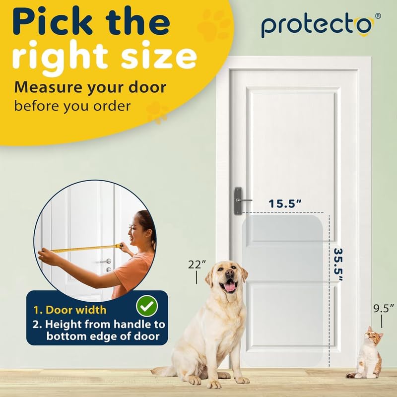 Protecto 35.5X15.5 Door Protector From Dog Scratching - Cat & Dog Scratch Guard For Indoor/Outdoor Use - Easy Install On Walls,