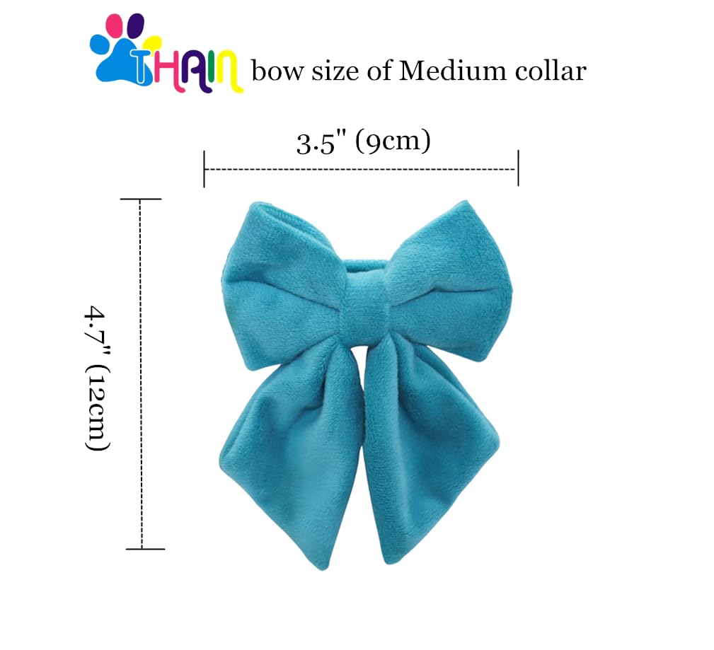 Thain Velvet Dog Collar With Style Bow Tie, Quick Release Plastic Buckle Adjustable Dog Collars For Small Medium Large Dogs Pets