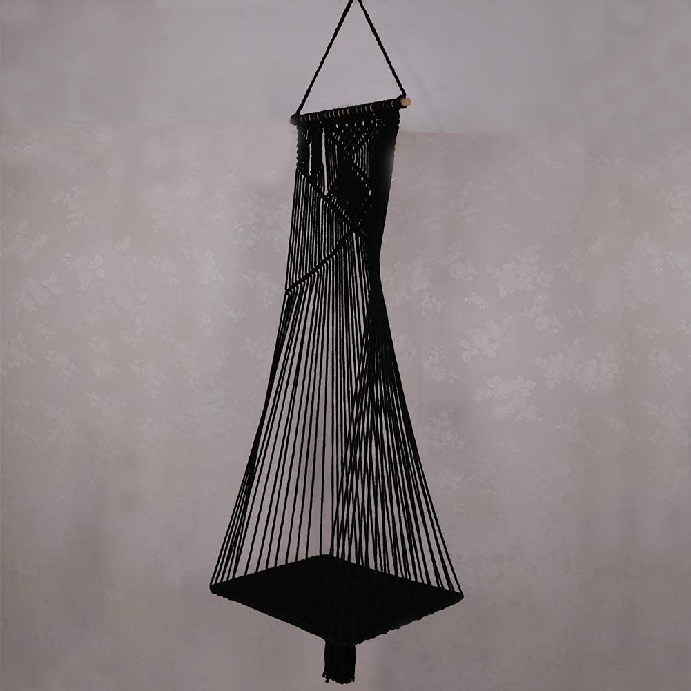 Doralus cat Bed cat Hammock Macrame cat Swing Bed cat cage cotton Rope Hanging cat House cats Toy Tassel Basket Tapestry (Black,