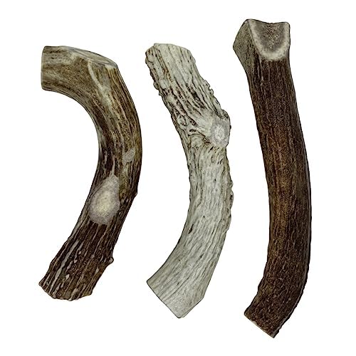 Deer Valley Dog Chews (Large 3 Pack, 6-7 Inches) Premium Deer Antler for Dogs - Ethically-Sourced and Irresistible Dog Chew Toy 