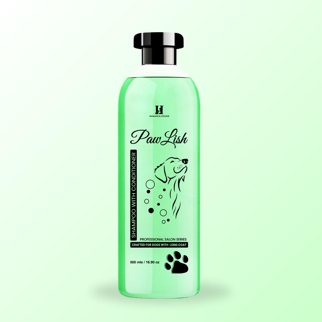 Humane & Hound Pawlish Professional Salon Series Dog Shampoo With Conditioner For Long Coat Dogs  500 Ml