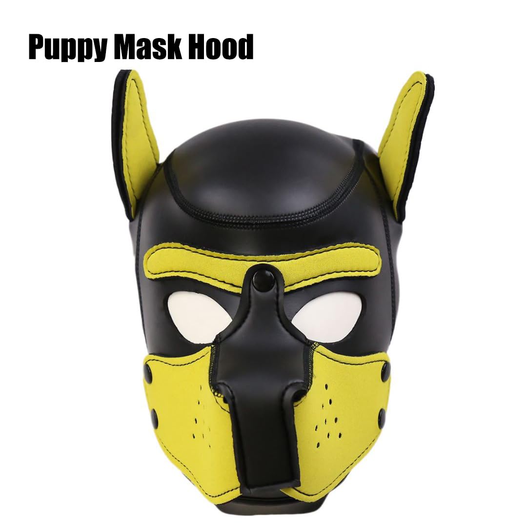 Quyuwowo Neoprene Dog Full Face Puppy Mask Removable Halloween Dog Head Mask With Collar,Armband And Shoulder Strap
