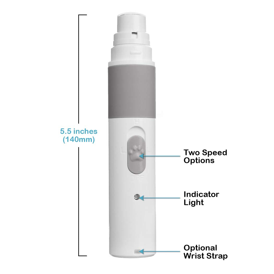 Pet Nail Grinder - Best Rechargeable Cordless Dog Nail Trimmer For Dogs & Cats - Easy & Comfortable To Use - Quiet Motor, Two Speed Options With Light Indicator - Great For Small, Medium, Large Nails.