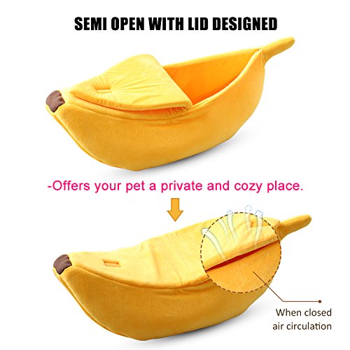 · Petgrow · Cute Banana Cat Bed House Medium Size, Christmas Pet Bed Soft Cat Cuddle Bed, Lovely Pet Supplies For Cats Kittens Rabbit Small Dogs Bed,Yellow
