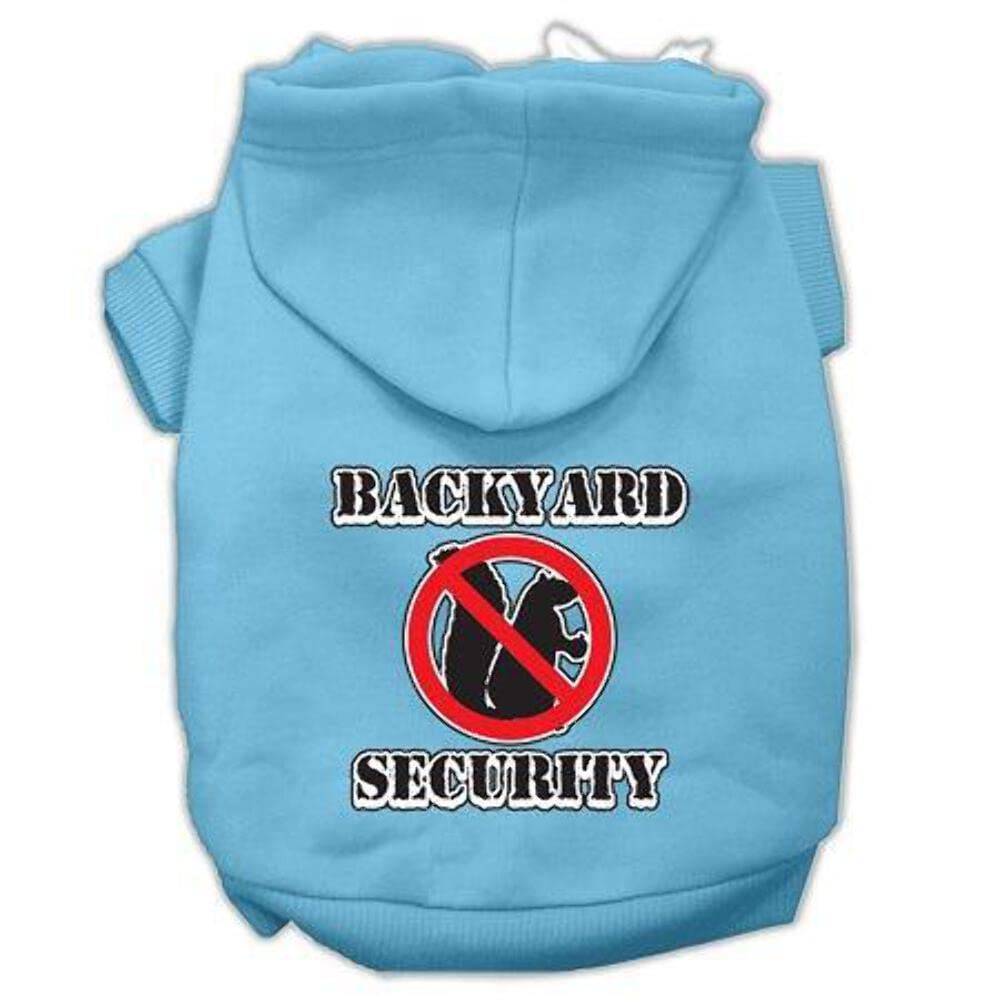 Pet, Dog & Cat Hoodie Screen Printed, 'Backyard Security' Baby Blue Xs (0-3 Lbs.)