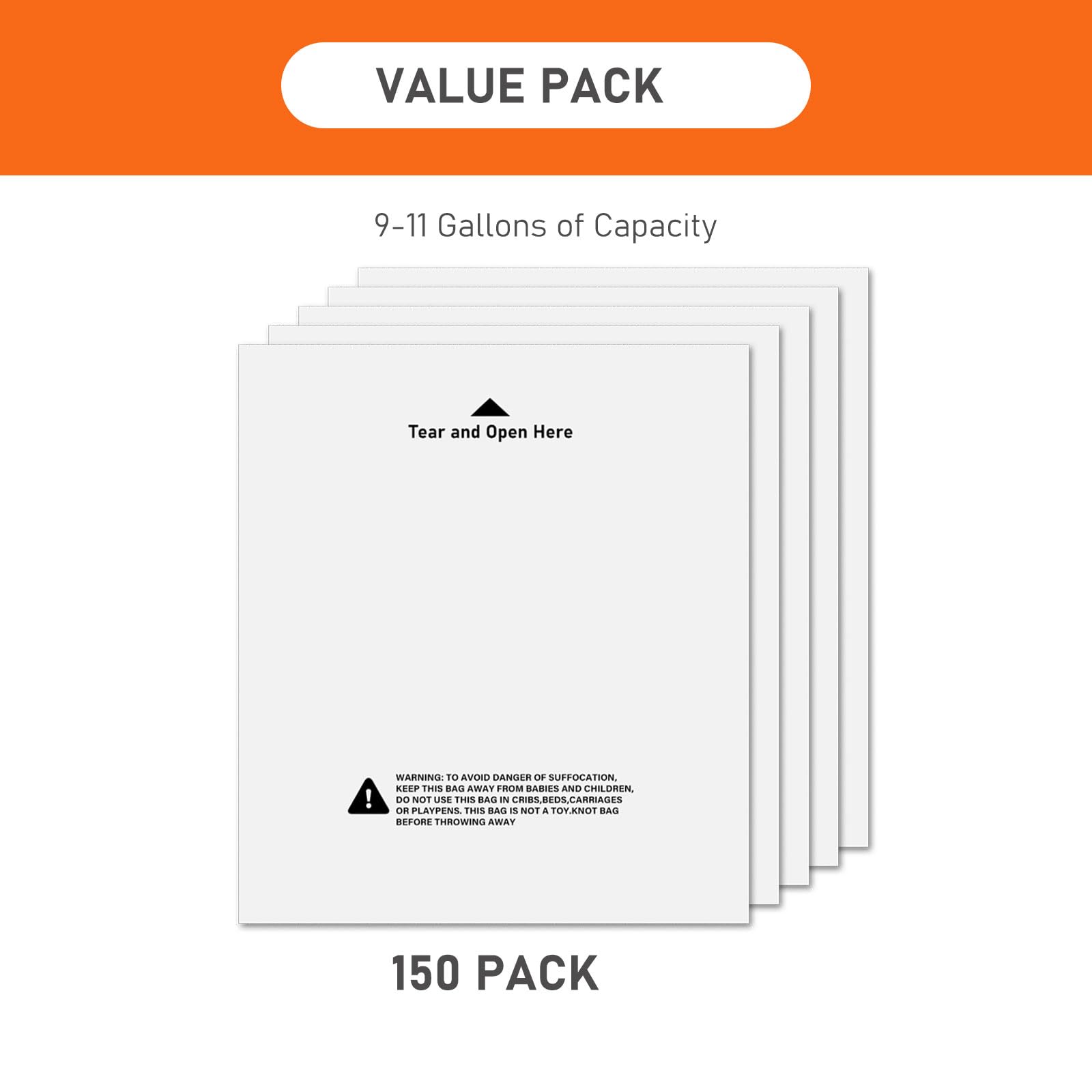 150 Pcs Waste Drawer Liners Compatible With All Litter Box Robot Models, 9-11 Gallons Replacement Liners, Custom Compatible With Litter Box Robot Waste Drawer