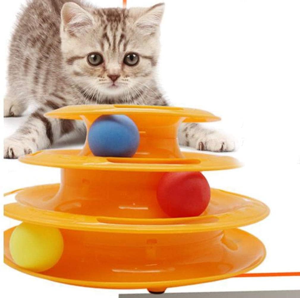 Kittupet Cat Toy Roller 3Level Turntable Cat Toys Balls With Three Colorful Balls Interactive Kitten Fun Mental Physical Exerci