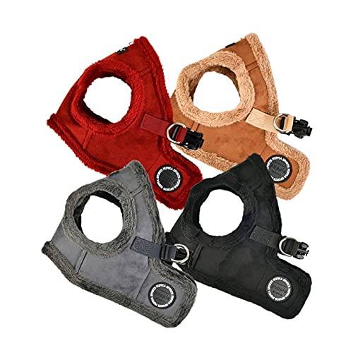 Puppia Terry Vest Dog Harness Step-In Winter Suede Warm No Choke No Pull Training Walking For Small And Medium Dog, Wine, Small