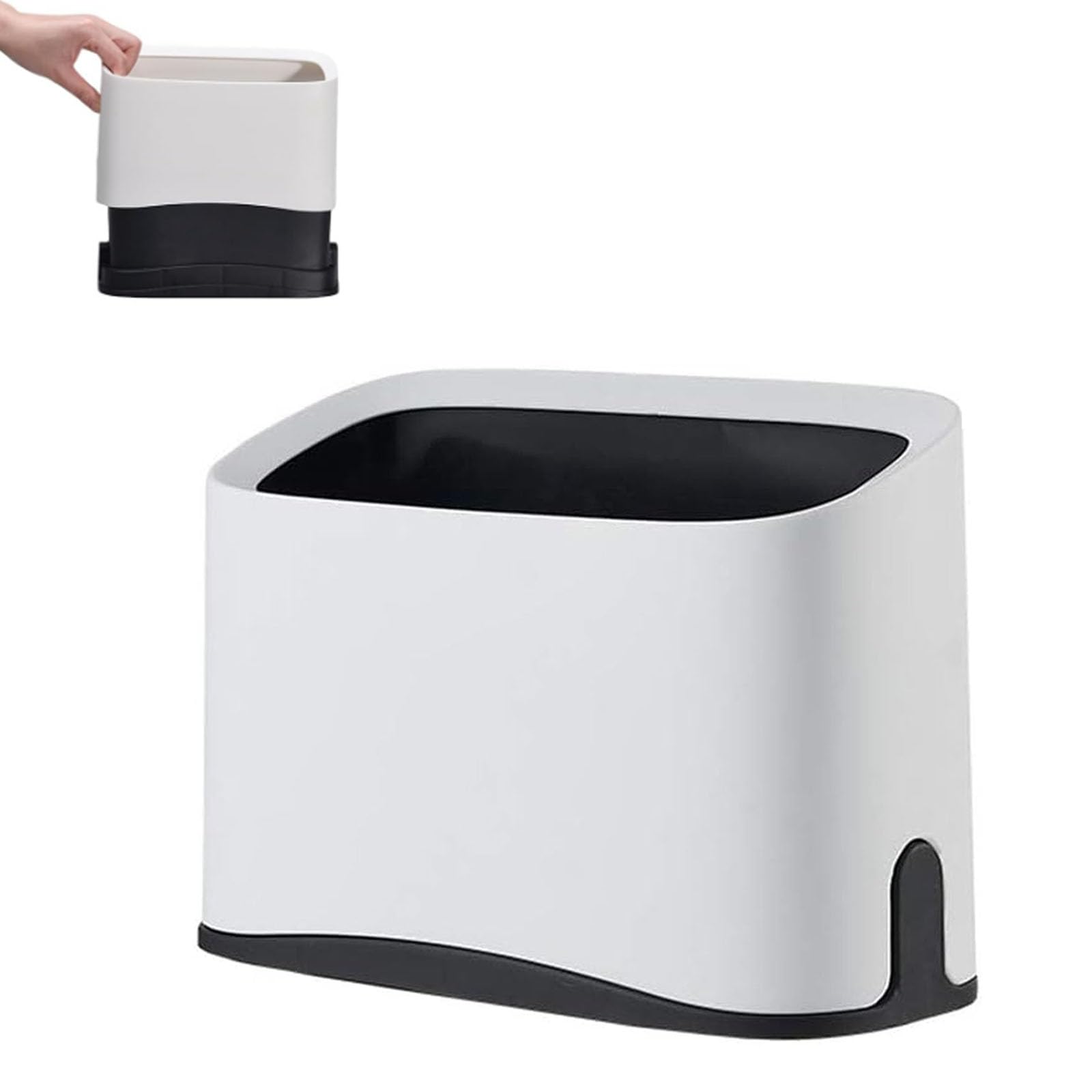 Wkhoki Cat Litter Scoop Holder, Mini Trash Can With Lid, Litter Scooper Caddy, White