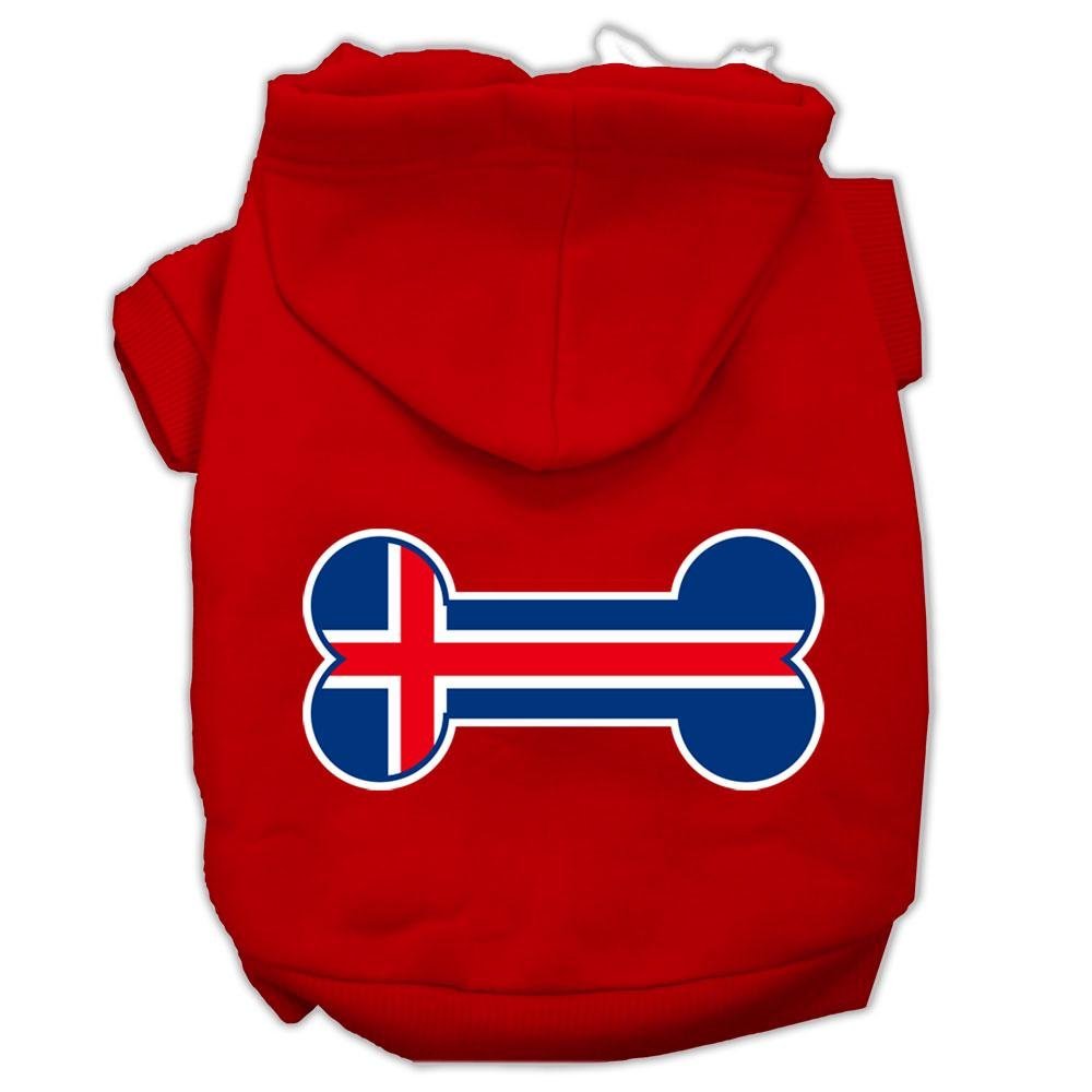 Mirage Pet Products Bone Shaped Iceland Flag Screen Print Pet Hoodies, Large, Red