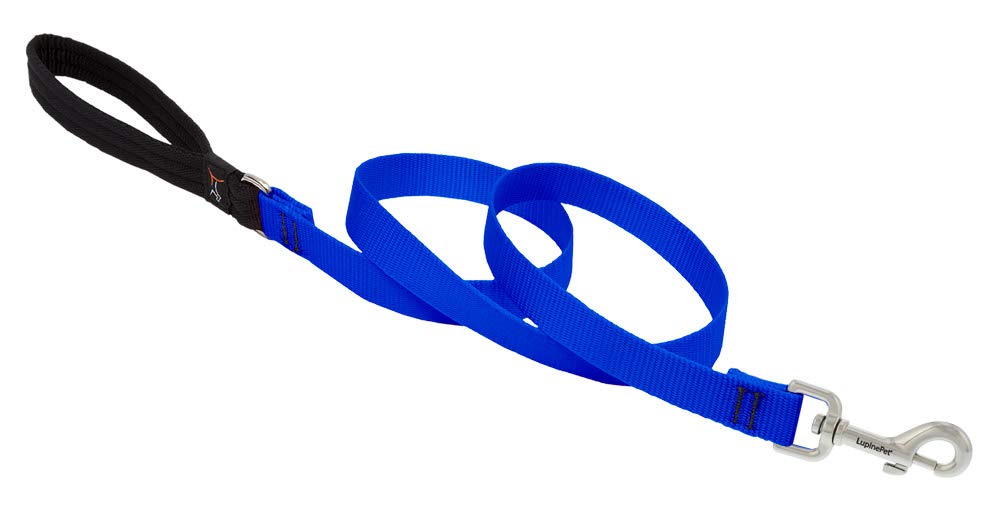 Dog Leash By Lupine In 3/4' Wide Blue 4-Foot Long With Padded Handle