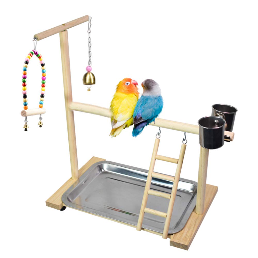 Dbeans Flourithing Bird Playground Parrot Playstand, Bird Play Stand With Feeder Seed Cups, Ladder Hanging Swing Chew Exercise Toys, For Conure Macaw Cockatiel Finch Small Animals