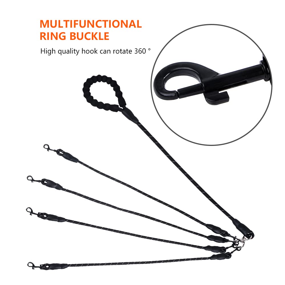 Four Dog Leash,Comfortable Four Dog Leash With Reflective,360 Swivel No Tangle 4 Dog Training Leash,For Multiple Large Medium Sm