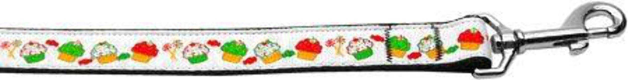 Christmas Pet Dog & Cat Nylon Collar or Leash, &quot;Christmas Cupcakes&quot; 1&quot; w x 4 ft. leash
