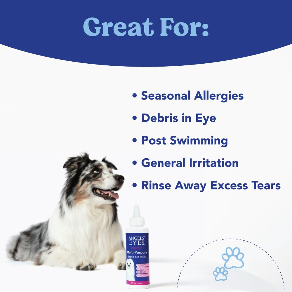 ANGELS EYES Multi-Purpose Sterile Eye Wash 4 oz Eye Cleaner and Rinse, Tear Stain Reducer for Allergies, Debris, Mucus, Irritat