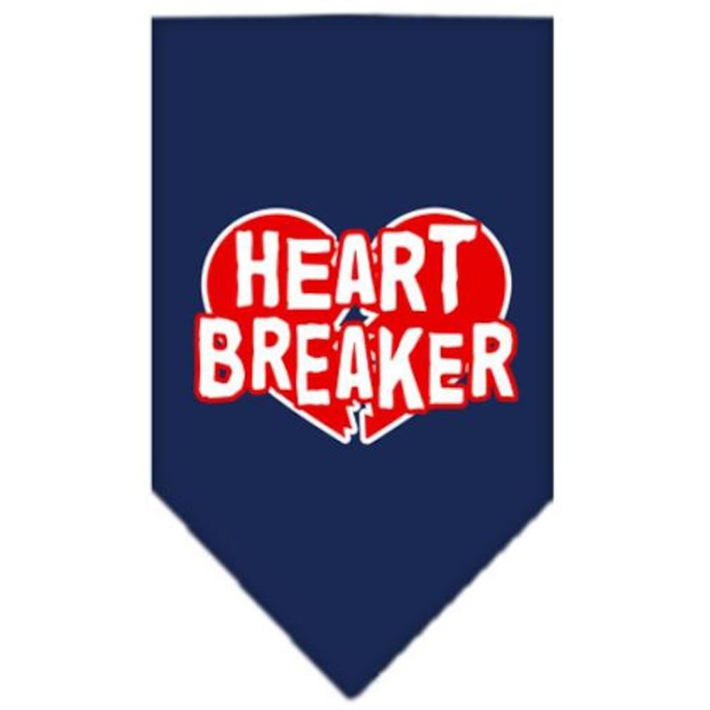 Pet and Dog Bandana Screen Printed, &quot;Heart Breaker&quot; Navy Blue Small