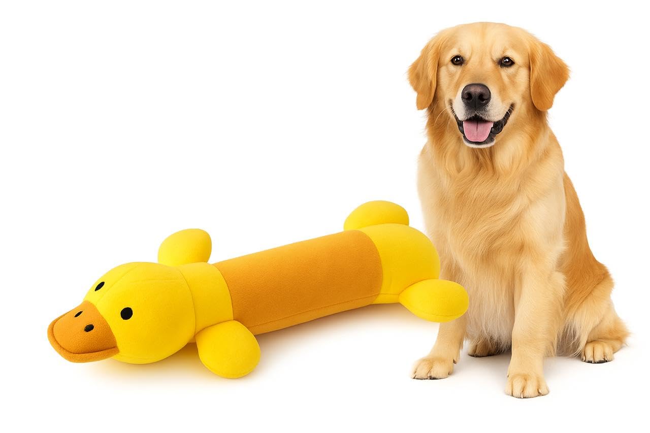 WAGGYTAILS Plush Premium Duck Dog Toy (Made in Canada) Soft Squeaky Chew Toy for Puppies,Small,Medium & Large Dogs, Interactive 
