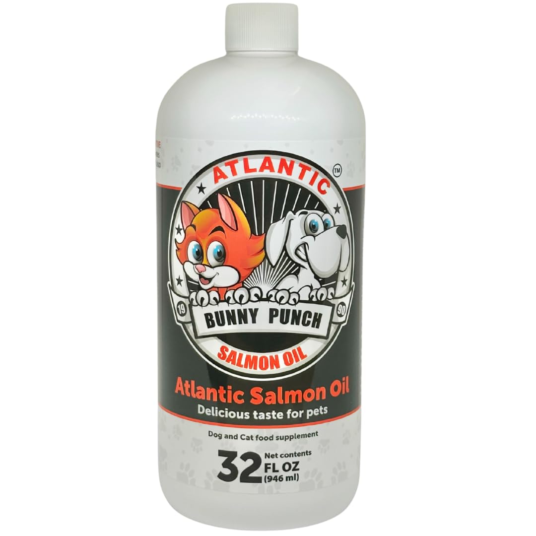 32 oz Salmon Oil for Dogs & Cats, 100% Pure Atlantic Salmon Oil, Supplemental Fish Oil for Healthy Dogs Coats, Omega 3 Dog Fis