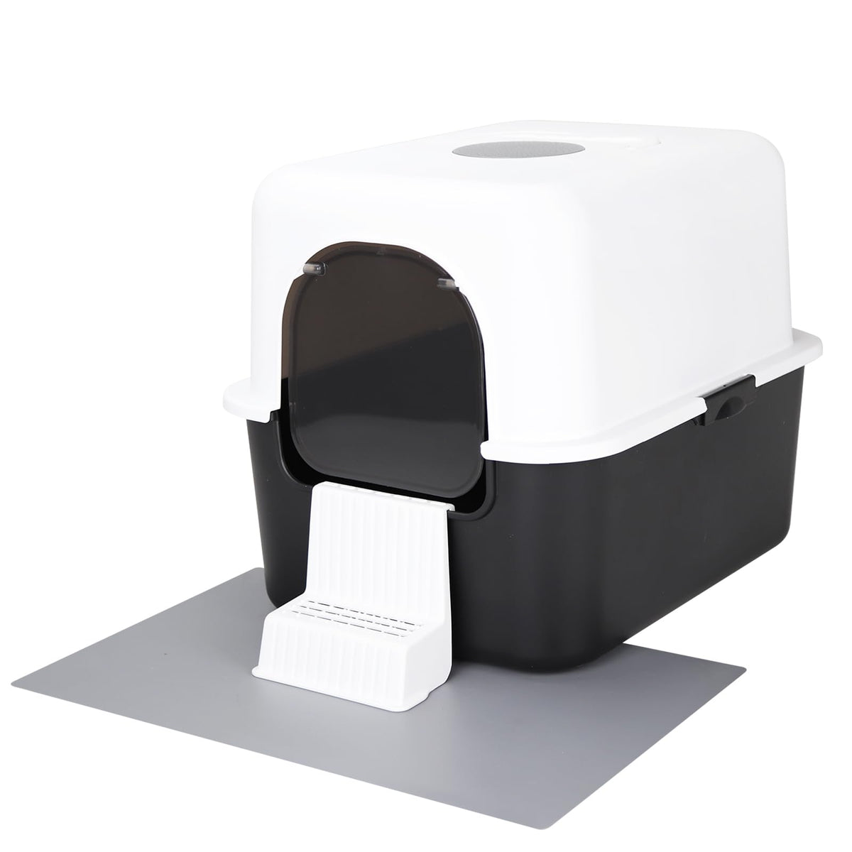 Sfozstra Fully Enclosed Splash-Proof Top Entry Litter Box For Small Cats Under 8 Ib, Easy To Assemble And Install (Grey, Small)