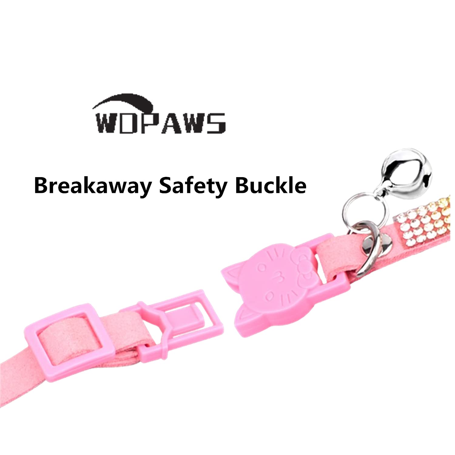 Wdpaws Cat Collar Breakaway Bling Diamond Rhinestone With Bell Adjustable For Cats And Kitten Girl Boy (Red)