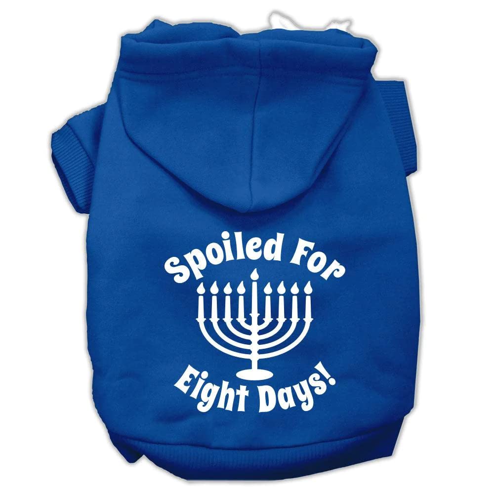 Mirage Pet Products 14&quot; Spoiled for 8 Days Screen Print Dog Pet Hoodie, Large, Baby Blue