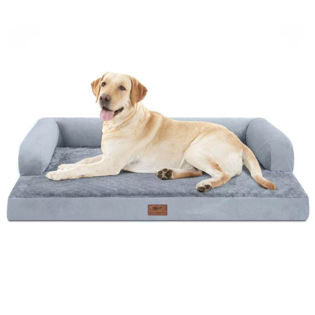 Large Dog Bed Orthopedic Washable - Beds Bolster Pet - Xxl Xxlarge Big Dogs - Memory Foam - Couch Sofa - Waterproof With Removable Cover - Grey Dog Bed