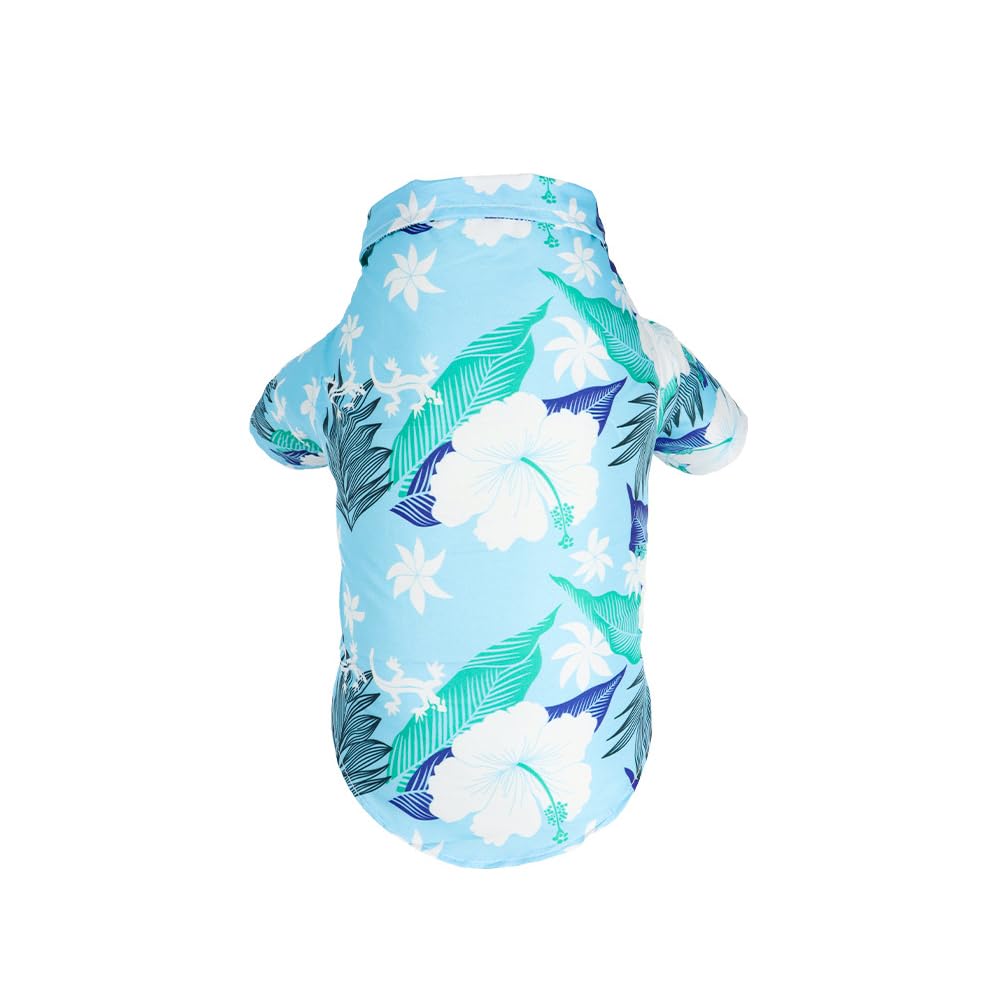 Lhyz Park Hawaiian Beach Print Pet Dog Cat T-Shirts Cute For Small To Medium Dog Cats Cool Summer Vest Camp Shirt Clothes (Blue 