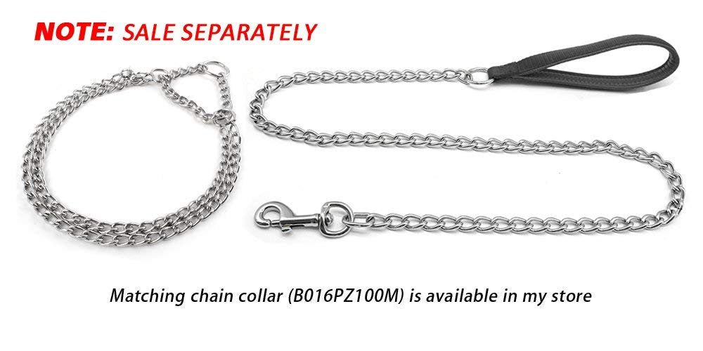 Beirui Premium 6 Foot Chain Heavy Duty Dog Leash - Soft Padded Handle Lead - Perfect Basic Leashes For Large & Medium Size Pets Walking,Traffic Training And Traveling (3.0Mm * 6 Foot, Black)