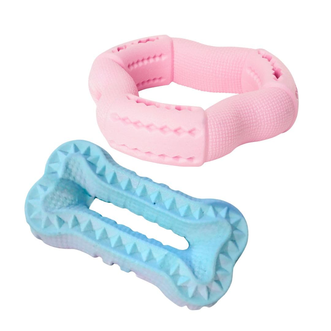 Pet Fun Pet Dog Teether Chew Tug Toy For Dogs, Cats, Puppies & Aggressive Chewers | Rubber Treat Food Dispensing For Molar Clean