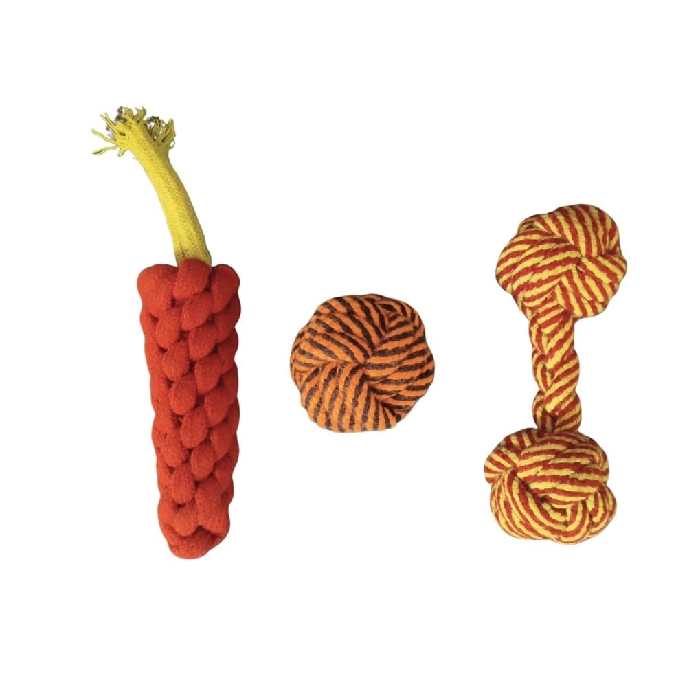 DogoDrillz 3in1 Dog Chew Toy Set  Carrot, Ball & Dumble Toys for Puppies, Small & Medium Dogs  Durable Chewing & Teething To