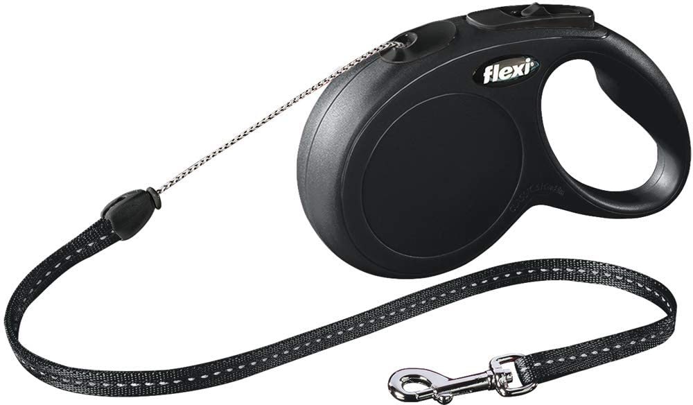 Flexi New Classic Cord Black Retractable Dog Lead Small 12Kg - 8M