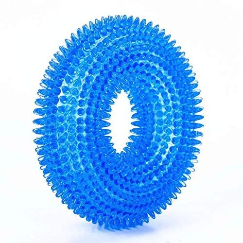 RvPaws Durable Pet Puppy Dog Squeaky Chew Toys, Bite Resistant NonToxic Soft Natural Rubber Ring with Sound  Pack of 1