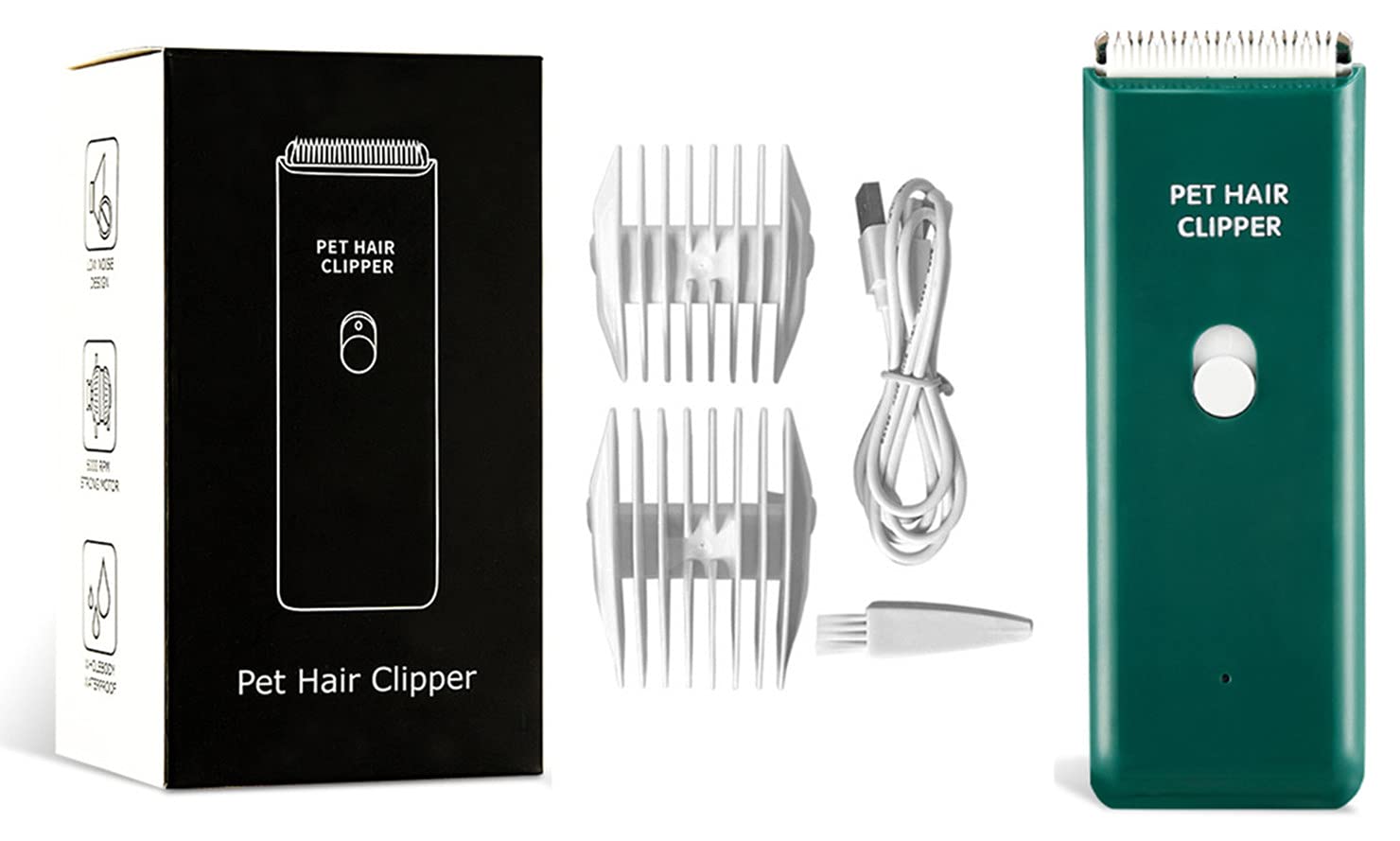 Tileon Dog Clippers,Quiet Washable Usb Rechargeable Cordless Dog Grooming Kit,Electric Pets Hair Trimmers Shaver Shears For Dogs And Cats Green