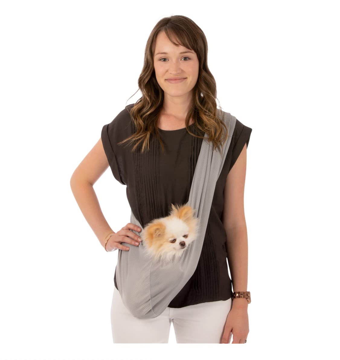 Susan Lanci Designs Premium Mesh Sport Sling Carrier For Dogs, Large, Platinum