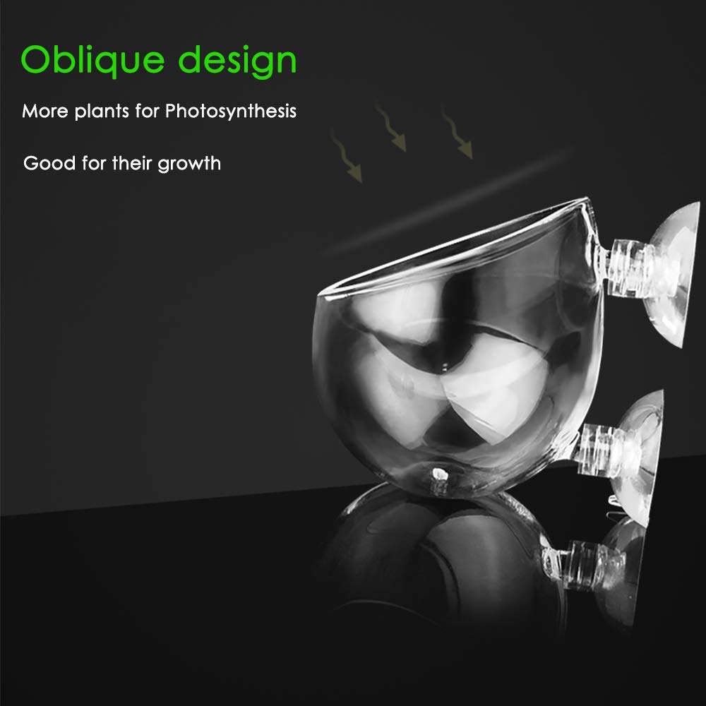 capetsma Aquarium Plant Pot, Glass Fish Tank Plants Holder Aquarium Planter, Aquarium Decoration Plants Cup with 2 Suction Cups