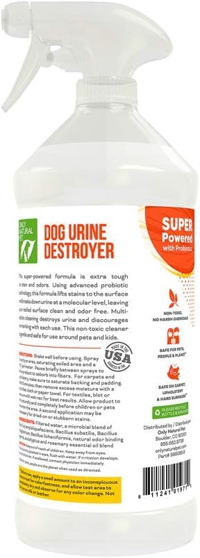 Only Natural Pet Enzyme Powered Stain & Odor Eliminator - Professional Pet Urine Pee Cleaner Deodorizer For Dogs - Hardwood Floo