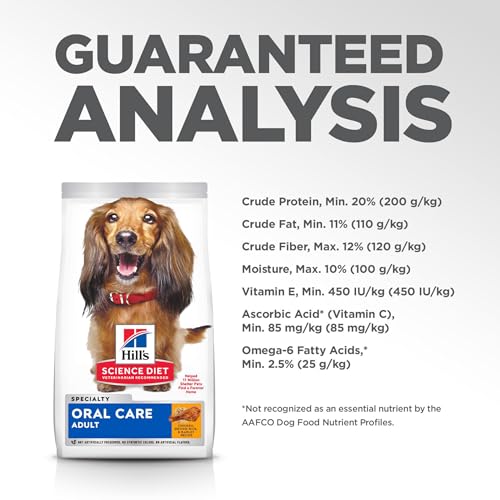 Hills Science Diet Oral Care, Adult 1-6, Plaque & Tartar Buildup Support, Dry Dog Food, Chicken, Rice, & Barley, 28.5 lb Bag