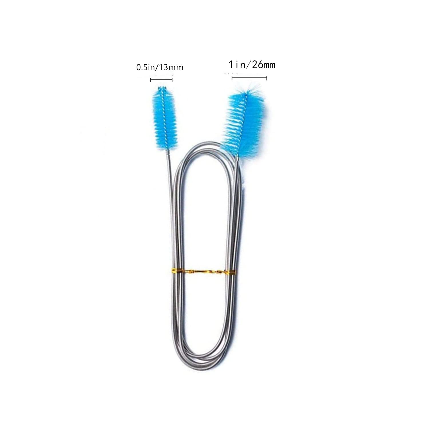 Bnafes Aquarium Filter Brush Flexible Double Ended Bristles Hose Pipe Cleaner Stainless Steel Long Tube Cleaning Brush For Fish