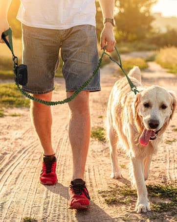 OEBEESA Dog Collar and Leash Set:-Adjustable Nylon Dog Collar with Handle Shock Absorbing Retractable Strong Dog Leash for Mediu