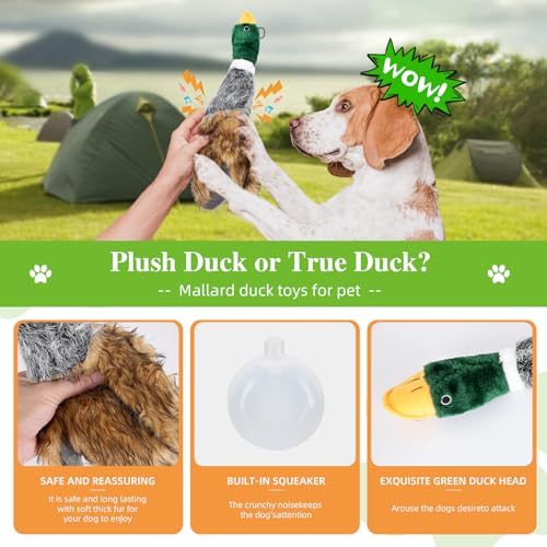 Wangstar Squeaky Dog Toy For Puppy Dogs Toys To Keep Them Busy Mallard Duck Stuffed Dog Toys For Medium Small Dogs, 16.5' Wild Duck