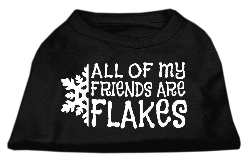 Christmas Screenprinted Dog Shirt, &quot;All My Friends Are Flakes&quot; Black 3XL (25-35 lbs.)
