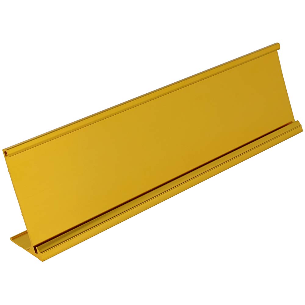 2 x 8 Aluminum Name Plate Holder for Desk - Set of 5 - Office Business Door Sign Holder - Gold-New