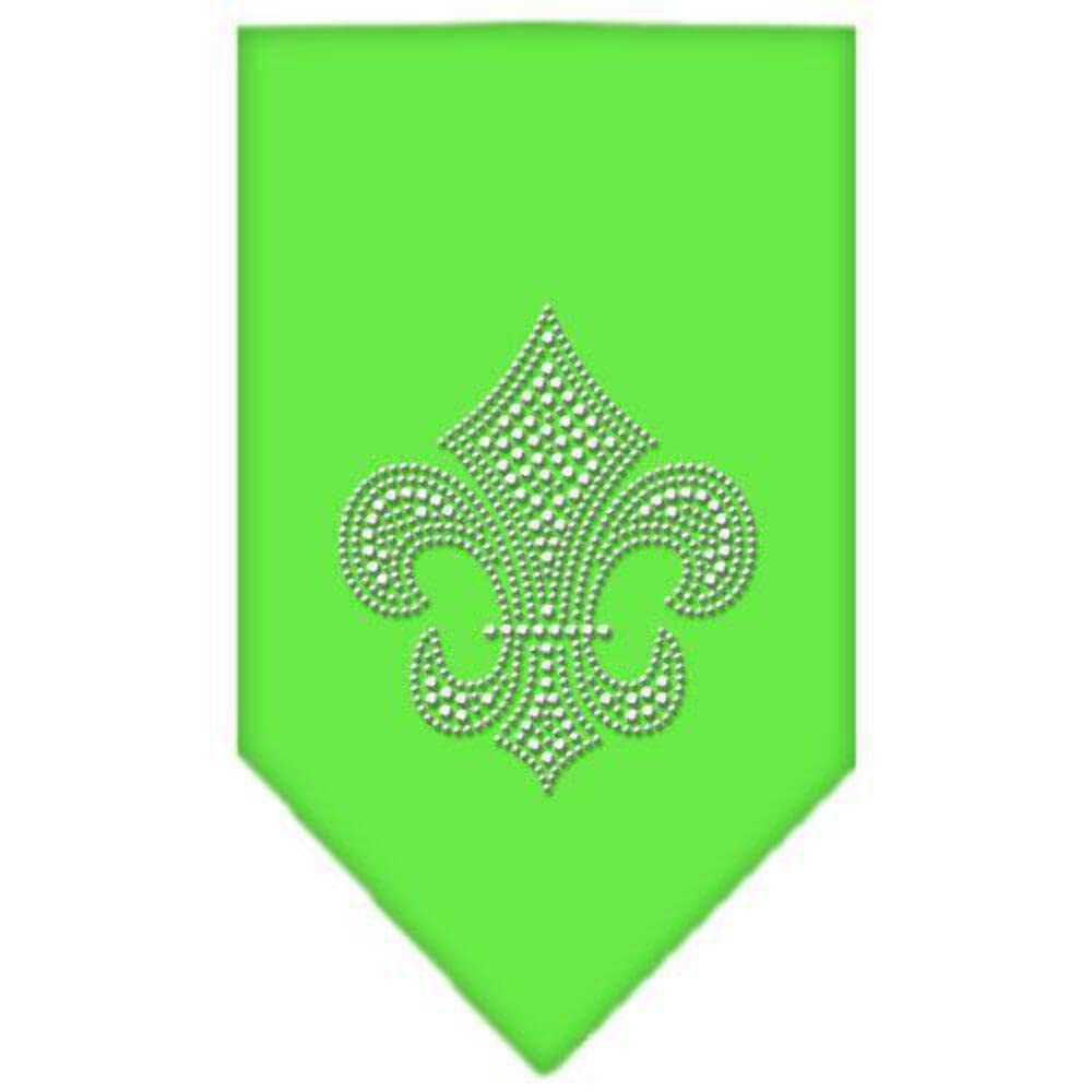Pet and Dog Bandana Rhinestone, "Silver Fleur De Lis" White Large