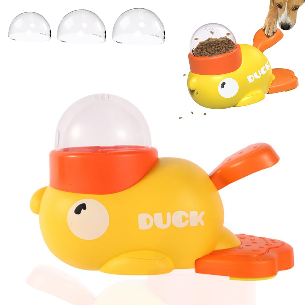 Qpets Dog Slow Feeder Toy, Silicone Foodie Puppies Pet Puzzle Toy Automatic Rotate Dog Interactive Treat Dispenser Toys Enrichme