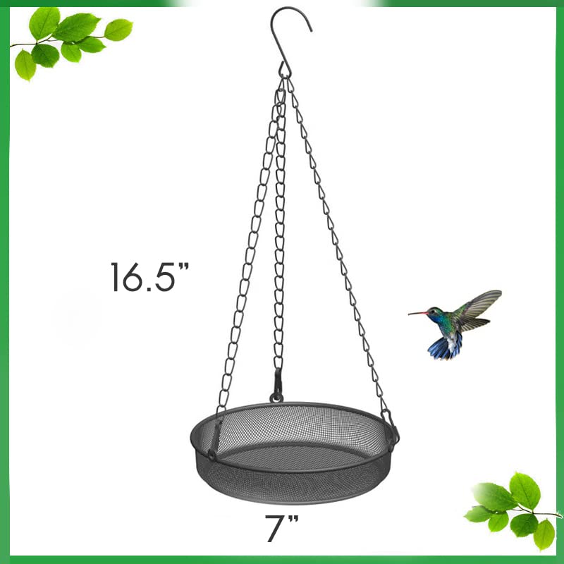 Hanging Bird Feeder, Birdfeeder Hanging for Garden Yard Outside Hanging Bird Feeder Tray - Metal Mesh Platform Feeders for Birds