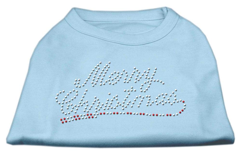 Christmas Pet Dog & Cat Shirt Rhinestone, 'Merry Christmas' Baby Blue 2Xl (20-25 Lbs.)