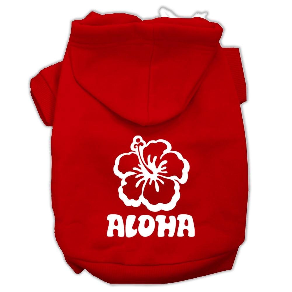 Pet, Dog & Cat Hoodie Screen Printed, 'Aloha Flower' Red Lg (10-14 Lbs.)