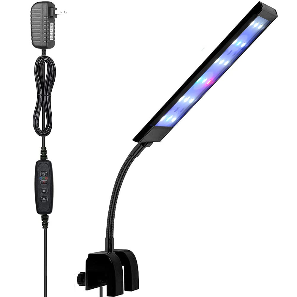 Varmhus Fish Tank Clip On Light, Rgb Clamp Aquarium Light Fish And Plant Aquarium Lighting With Timer Dimmer For Sunrise And Sunset (7W)