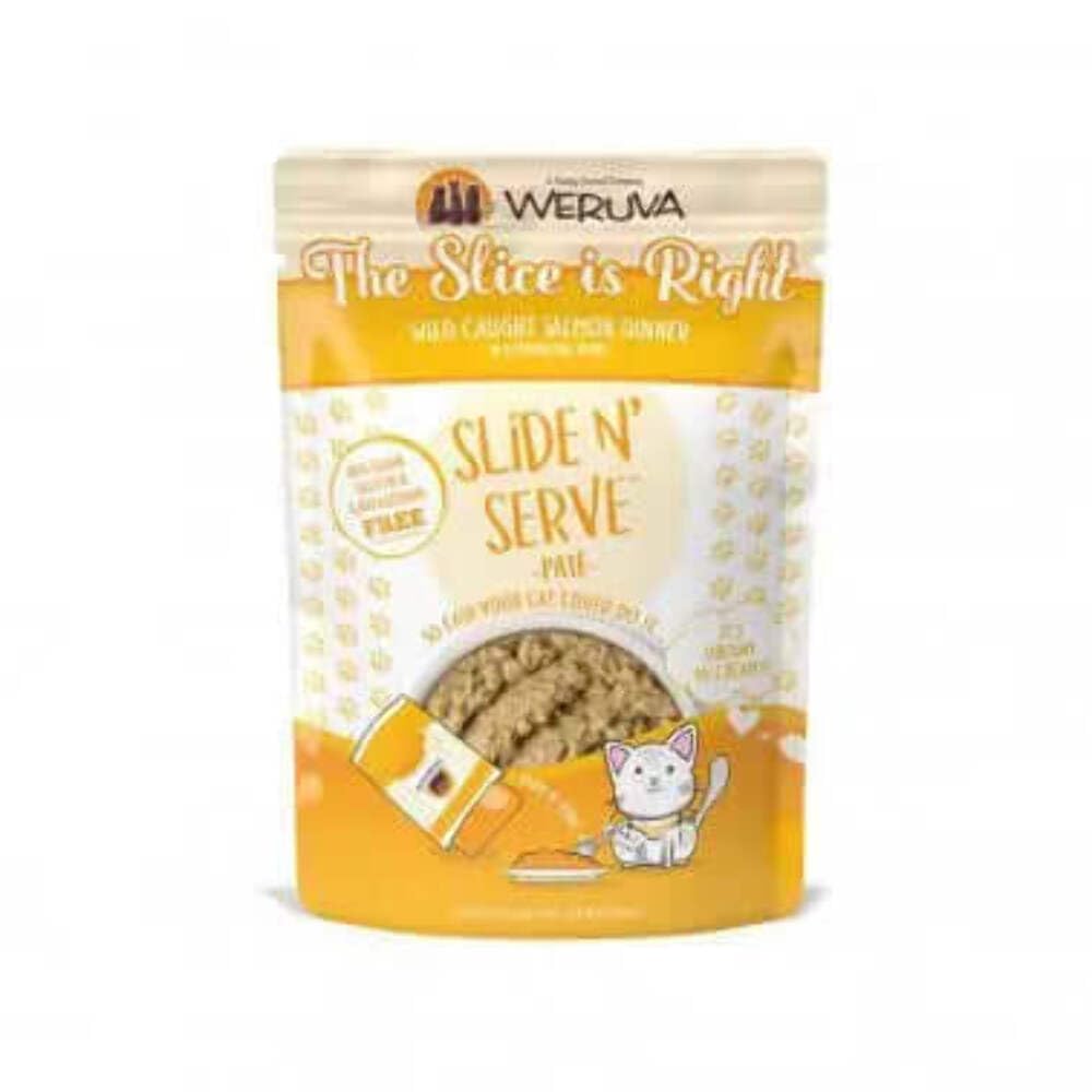 Weruva Wet Cat Food, The Slice is Right with Wild Caught Salmon Pate, 2.8oz Slide N Serve Pouch, Pack of 12