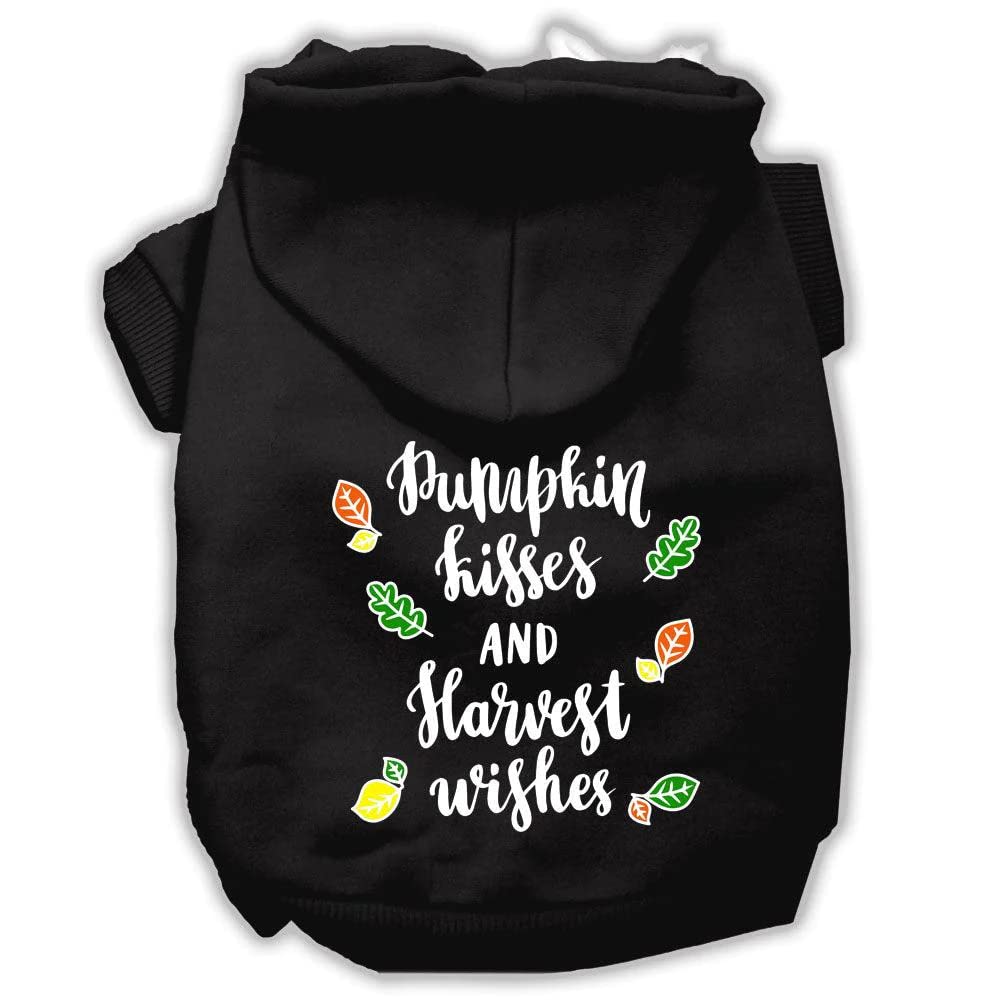 Pet, Dog And Cat Hoodie Screen Printed, 'Pumpkin Kisses & Harvest Wishes' Grey 2Xl (20-25 Lbs.)